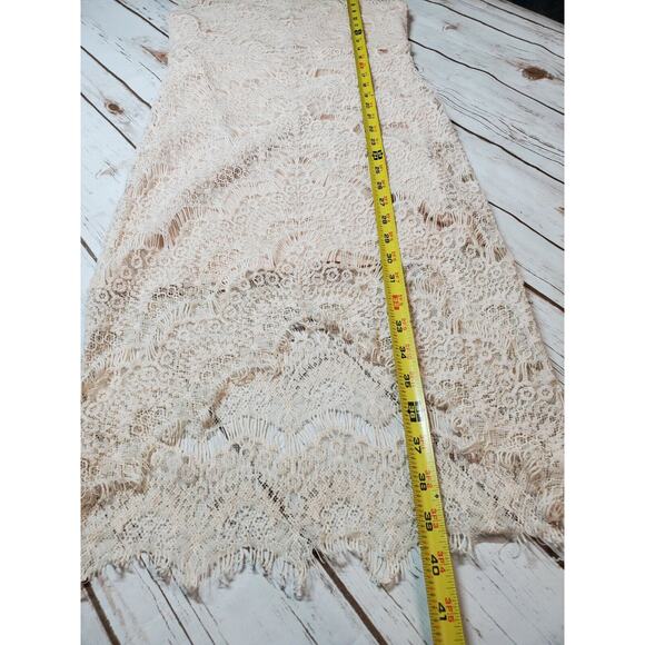 Free People Dress Womens Small IVORY Lace Peek A Boo Slip Sheath Formal Party - Picture 6 of 14